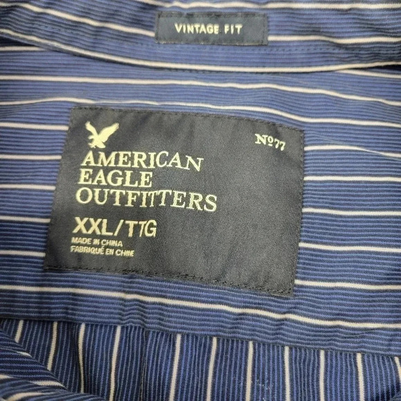 American Eagle Blue Striped XL Shirt - Picture 7 of 8